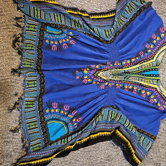Vibrant Blue Patterned Kaftan - Picture 2 of 2